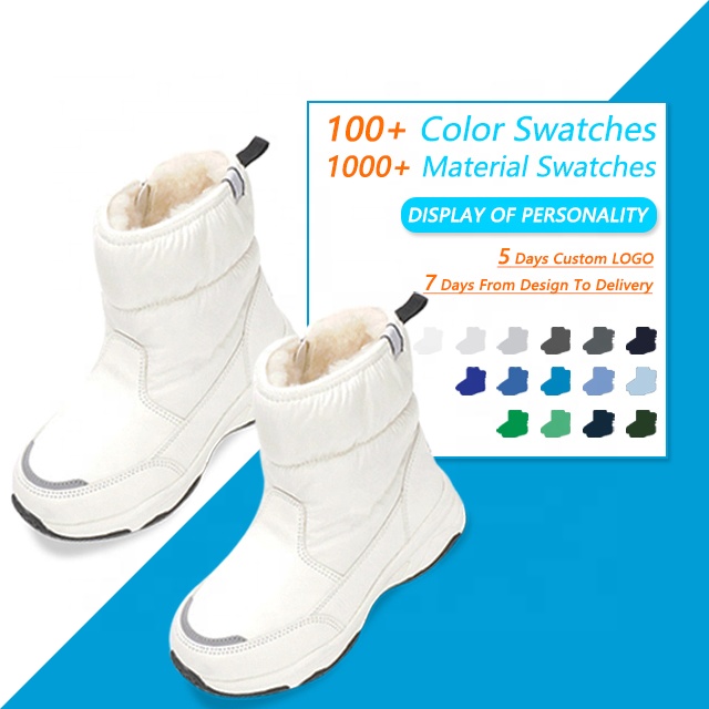Warmlab fast shipping child waterproof nylon boot custom fur rubber eva rain ankle snow winter kids children's boots for kids