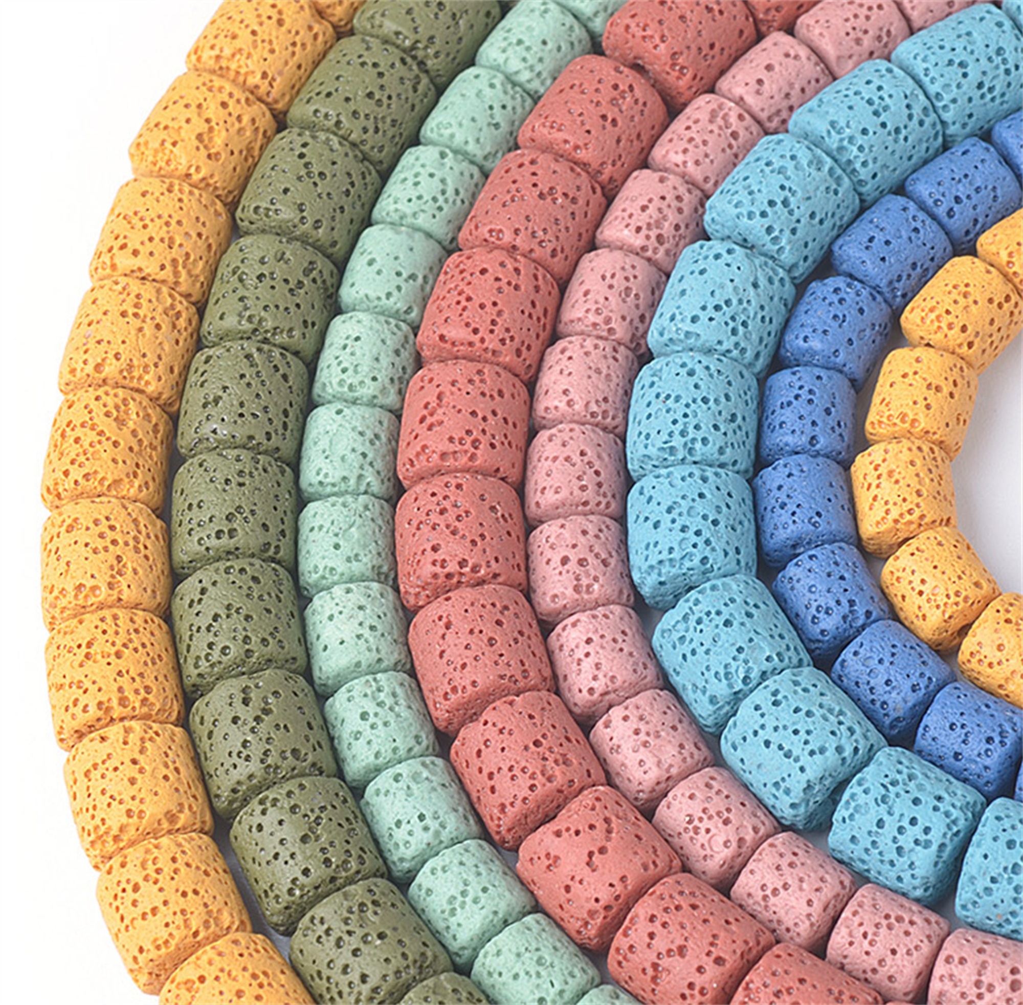 Colorful Volcanic Cylindrical Rock Stone DIY Handmade Jewelry Accessories Necklace Bracelet Beads Loose Beads