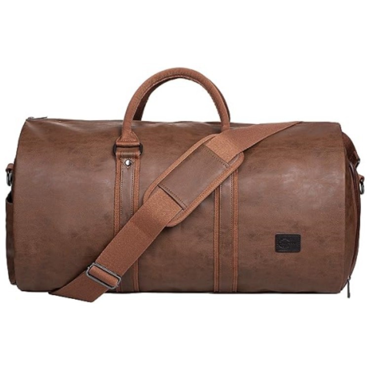 Wholesale outdoor PU leather luggage travel bag business suit bag men Duffel Travelling bag