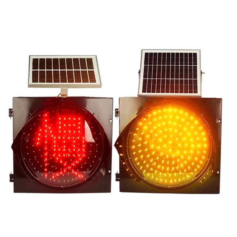 Road Deceleration Sign Yellow Flashing Red Slow Light 300mm Led Solar Traffic Warning Light