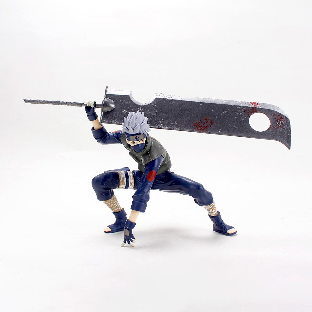 Solid pvc NARUTO lift the big knife Kakashi hand puppet ornaments Model doll