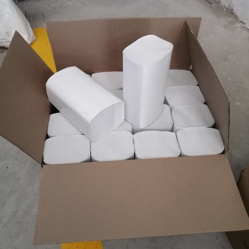 Полиэтиленовая упаковка, белая переработанная целлюлоза, 1 слой, 35-40 г/м2, V-образные складные полотенца, одно складное бумажное полотенце для рук, 250 листов