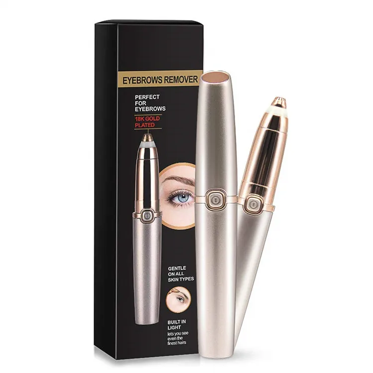 Portable Pen Rechargeable Trimmer Epilator Painless Razor Face Lip Nose Facial Eyebrow Hair Remover With Led Light For Women Men