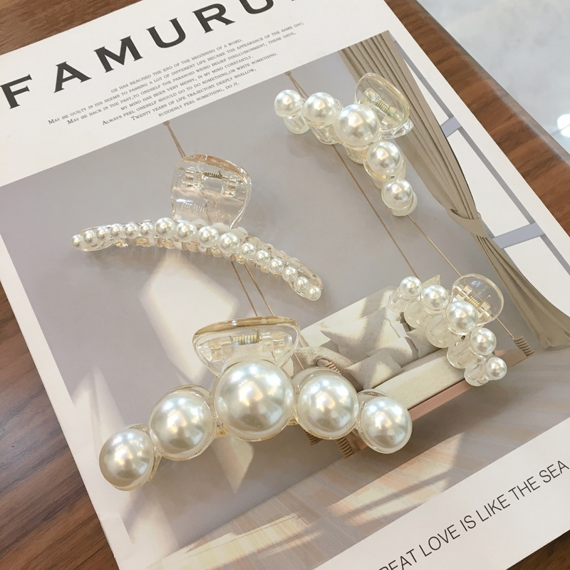 Pearl Hair Clip Transparent Hair Claw Shark Acrylic Clip For Elegant Women Girls Headwear Hair Accessories