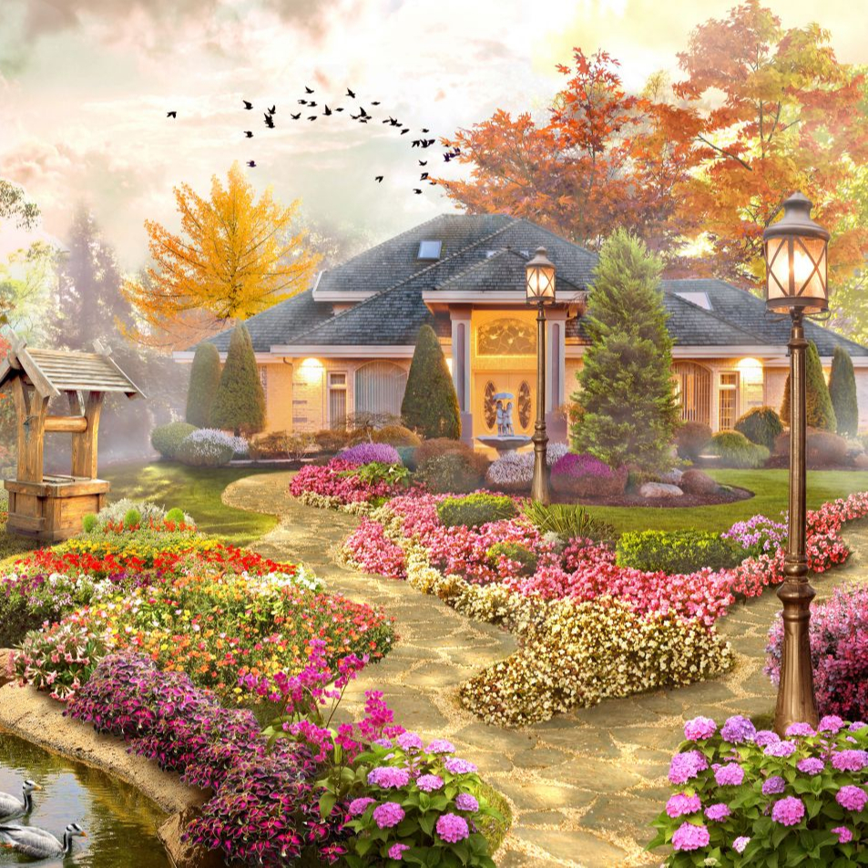 Wholesale 5d Diy Diamond Painting Rural Landscape Kits Diamond Embroidery Rhinestone Cross Stitch Diamond Mosaic Home Decor