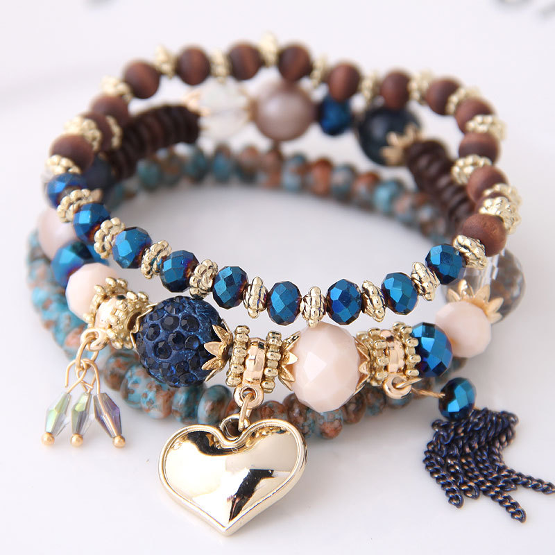 2021 Romantic Tassel and Heart Charm Bracelet DIY Style Fashionable Bohemia Jewelry Fast Ship Time Natural Stones Bracelet