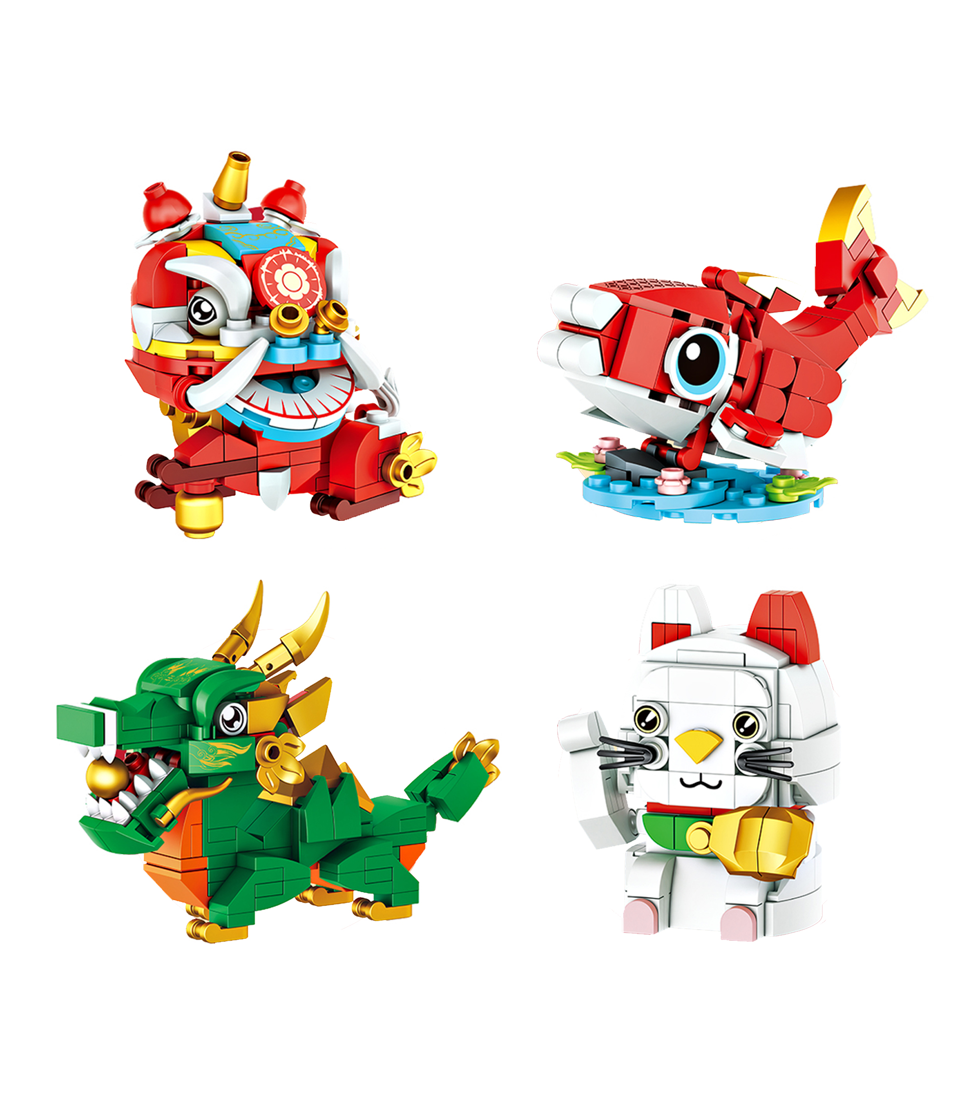 Lucky Decoration Creative Craft Kit Building Bricks New Year Beast Animals Model Diy Gifts Children Toy Mini Building Blocks