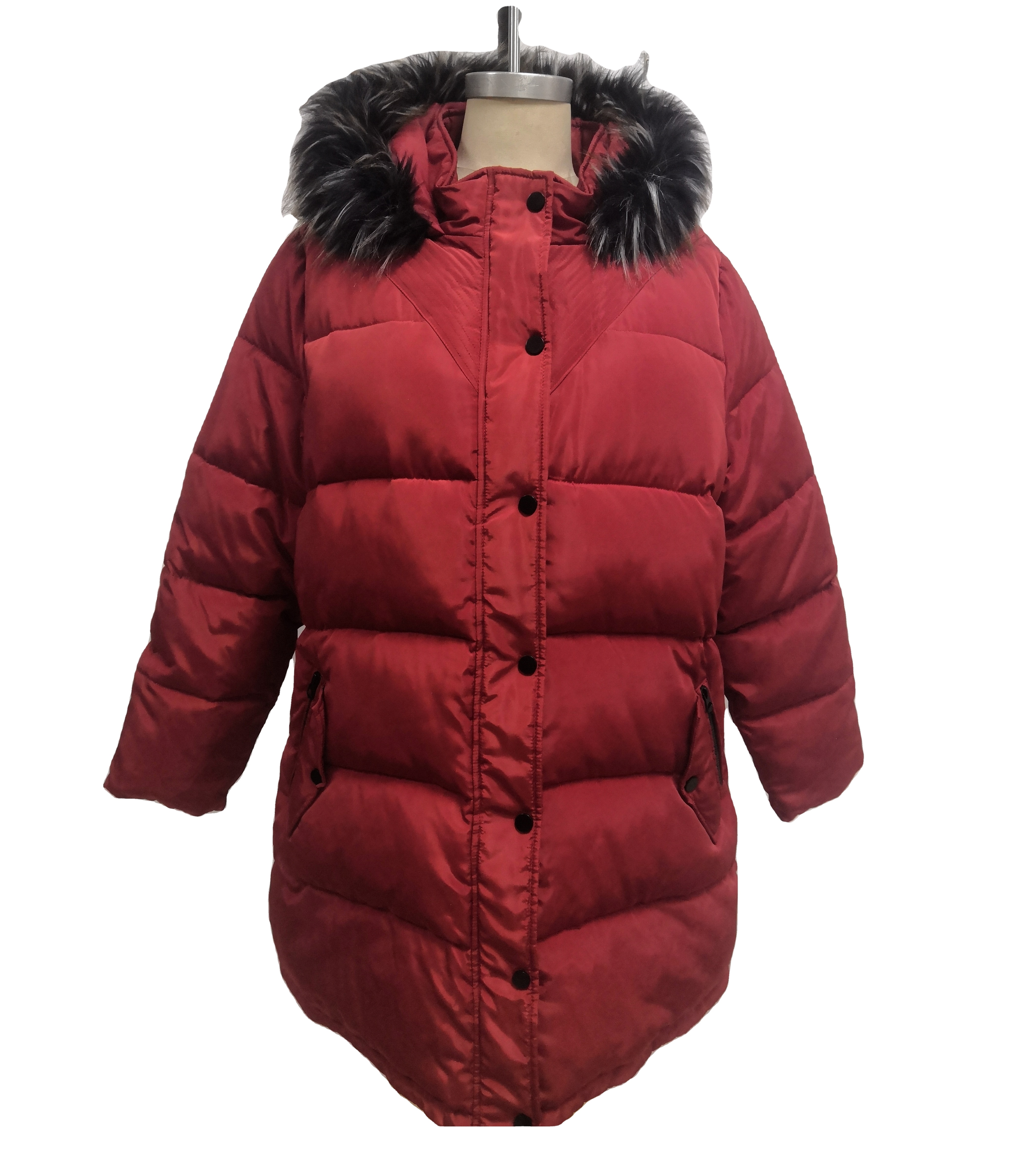 Customized Winter Plus Size Maternity Clothes For Women Quilted Loose Faux Fur Hooded Padded Ladies Red Puffa Warm Coat