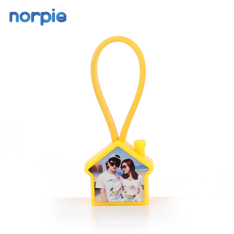 Custom Design Sublimation House Shape Yellow Plastic Keychain