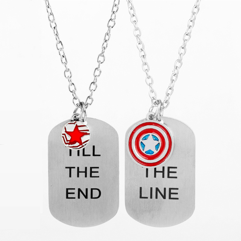 2021Avengers Captain America 2 till the end of the line stainless steel pendant necklace movies jewelry