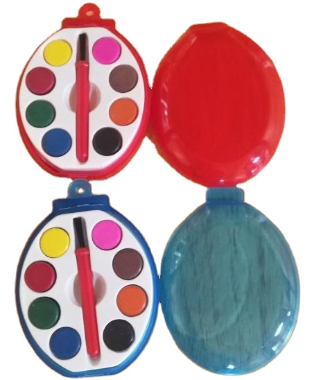 free sample 8 colors mini pocket solid water color paint set with brush for kids