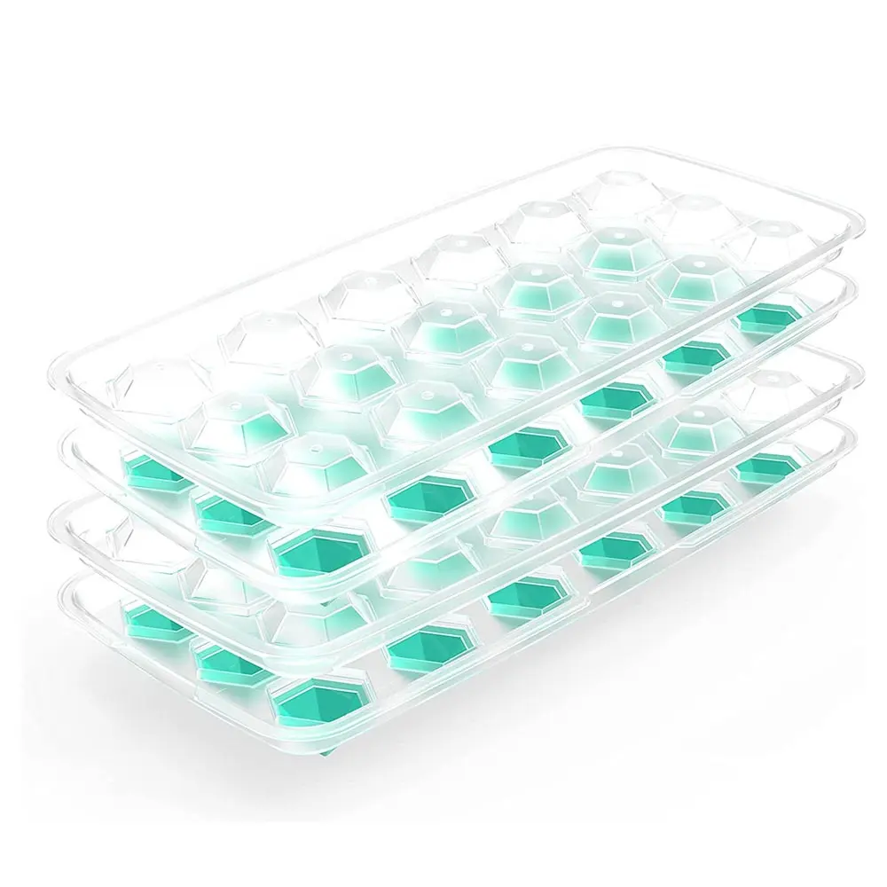 ice Cube Trays with Lids Diamond Ice Cube Model 18-Ice Trays, Reusable and BPA Free, Green