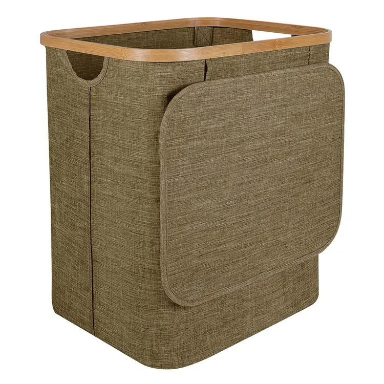 Wholesale Resistance To Dirt Waterproof Cotton Folding Bamboo Laundry Basket With Lid