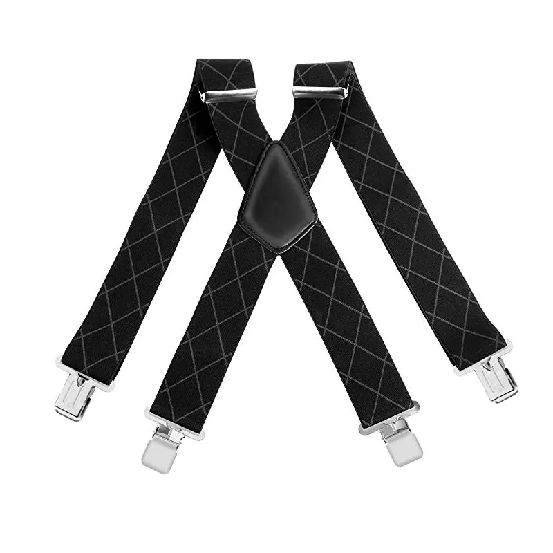 Durable 5CM Wide Mens Braces Suspenders X Style Elastic and Adjustable Trouser Braces With Metal Clips
