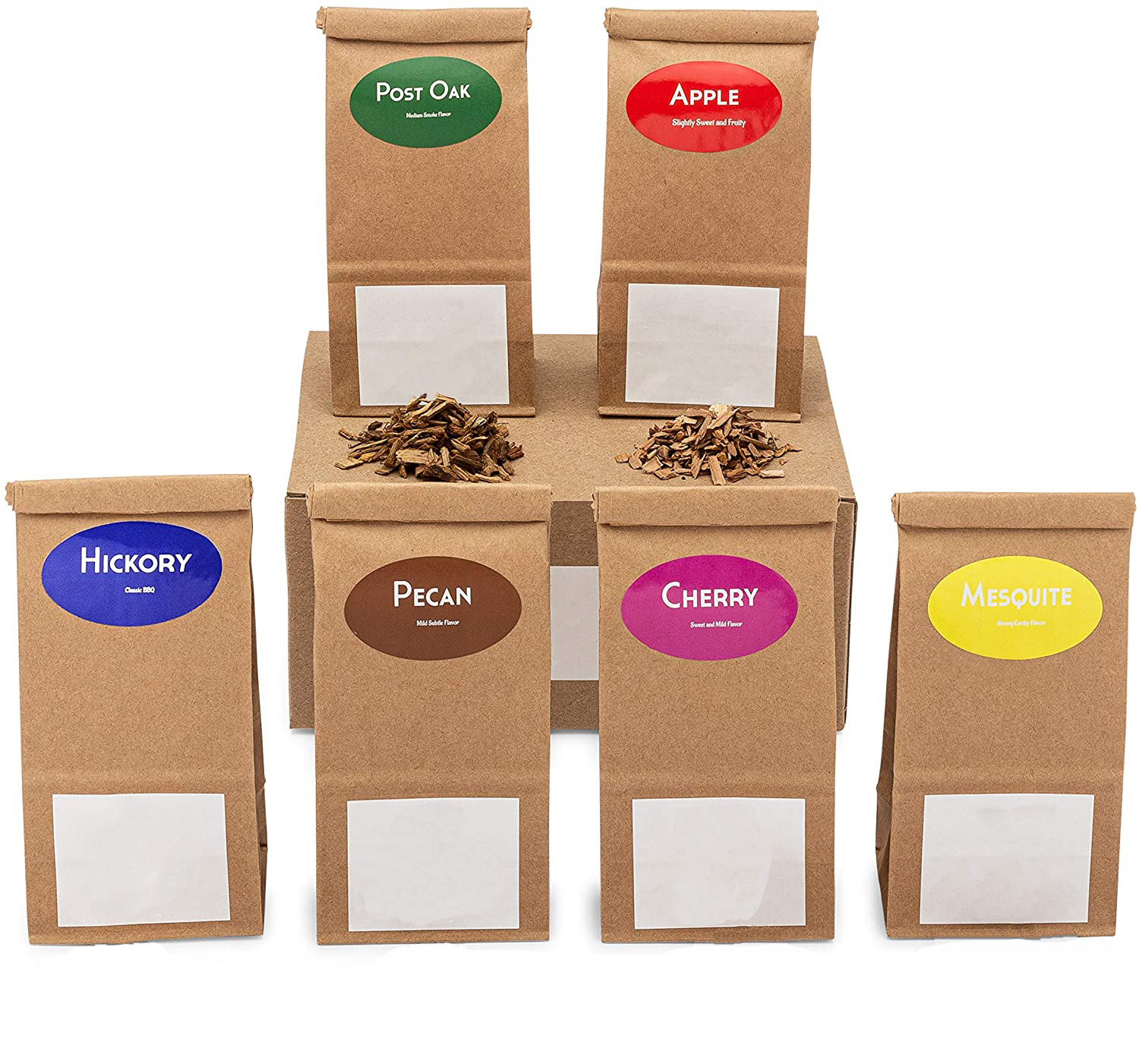 6 Fine Natural Wood Chips Sampler Pack for Stove Smokers BBQ for Wood Chips for Smoking