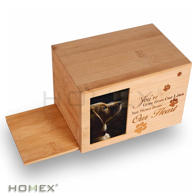 Wholesale Urns for Ashes Ash Box Casket Burly Wood Cremation Urns with Acrylic Photo Protector