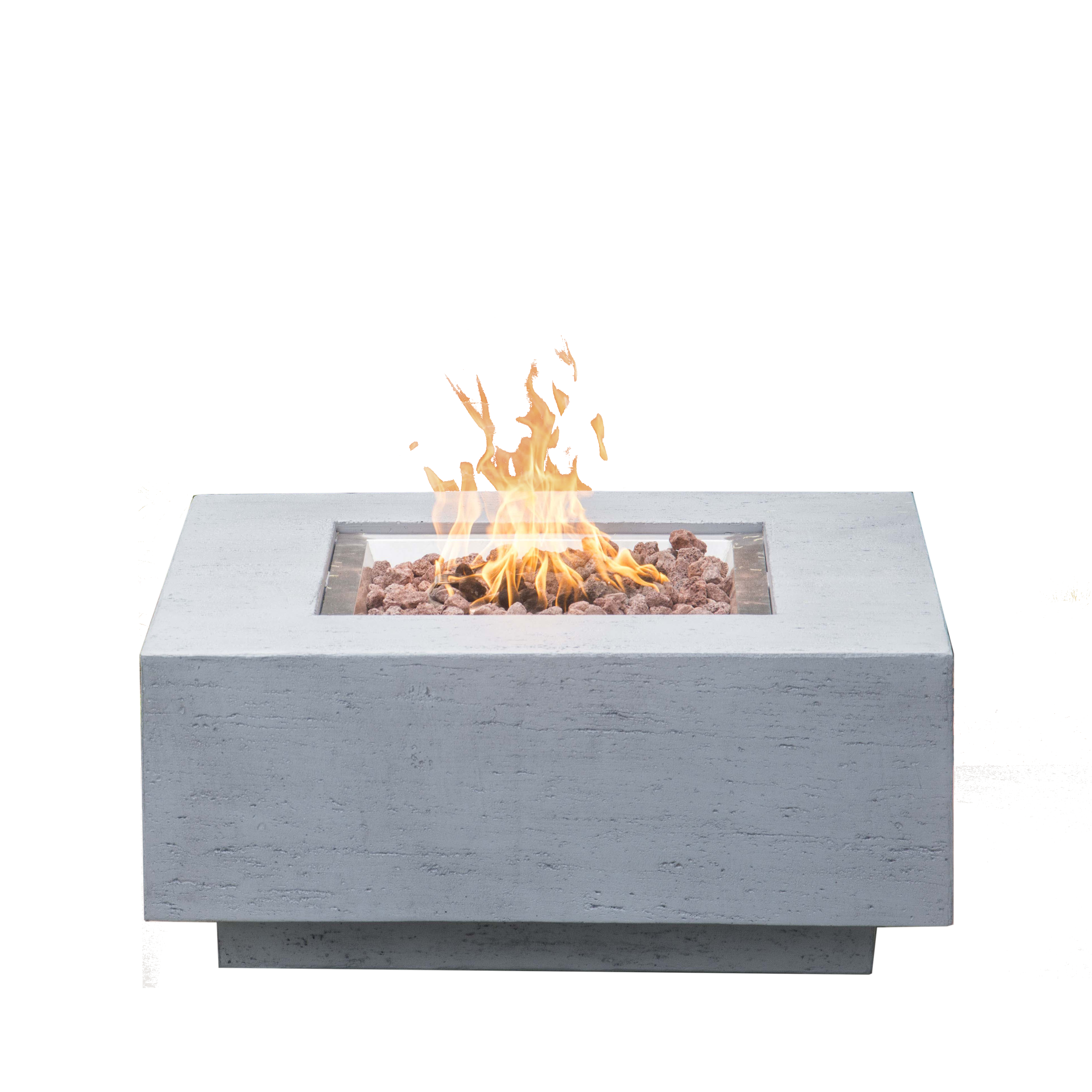 Modern Square Outdoor Propane Fire Table Cement With Fiber Glass