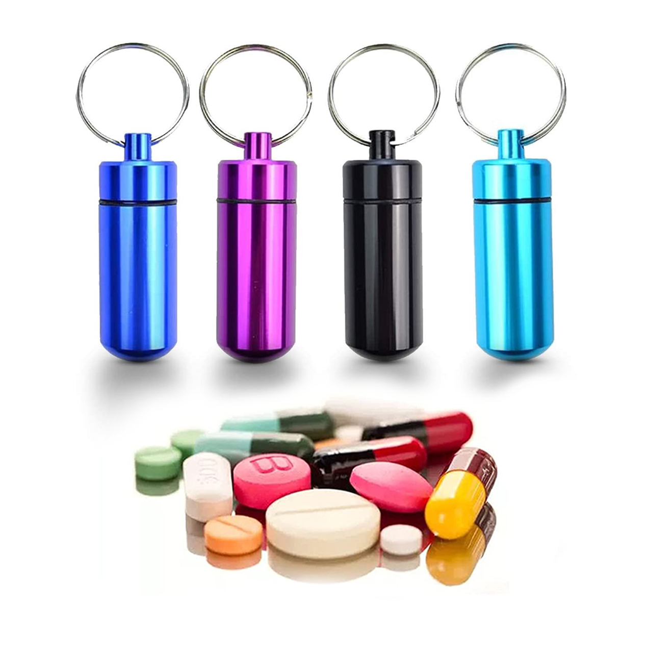 High Quality Portable Travel Keychain Medicine Pill Organizer Box Vitamin Storage Cases