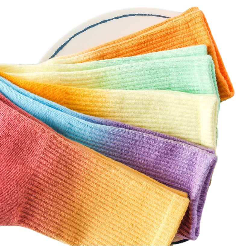 New Arrival Special Gradient Combed Cotton Crew Candy Color kid's Socks Tie dye socks for childrens