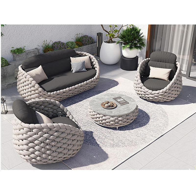Garden Nordic Designed Corner Top Sell Patio Set Outdoor Furniture Sofa Set Metal 1 Piece Rattan Contemporary
