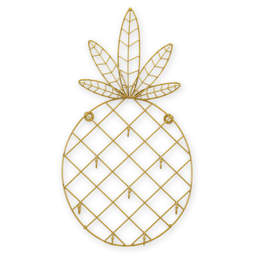 Wholesale Hot Sale Nordic Metal Wire Gold Pineapple Wall Art Hooks Decor For Sale Pineapple Key Hooks