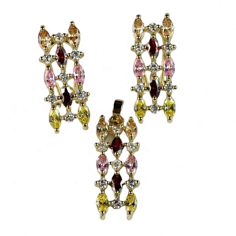 New Design Gold Jewelry 18k African Jewelry Sets 18k Gold Color Crystal Jewelry Set