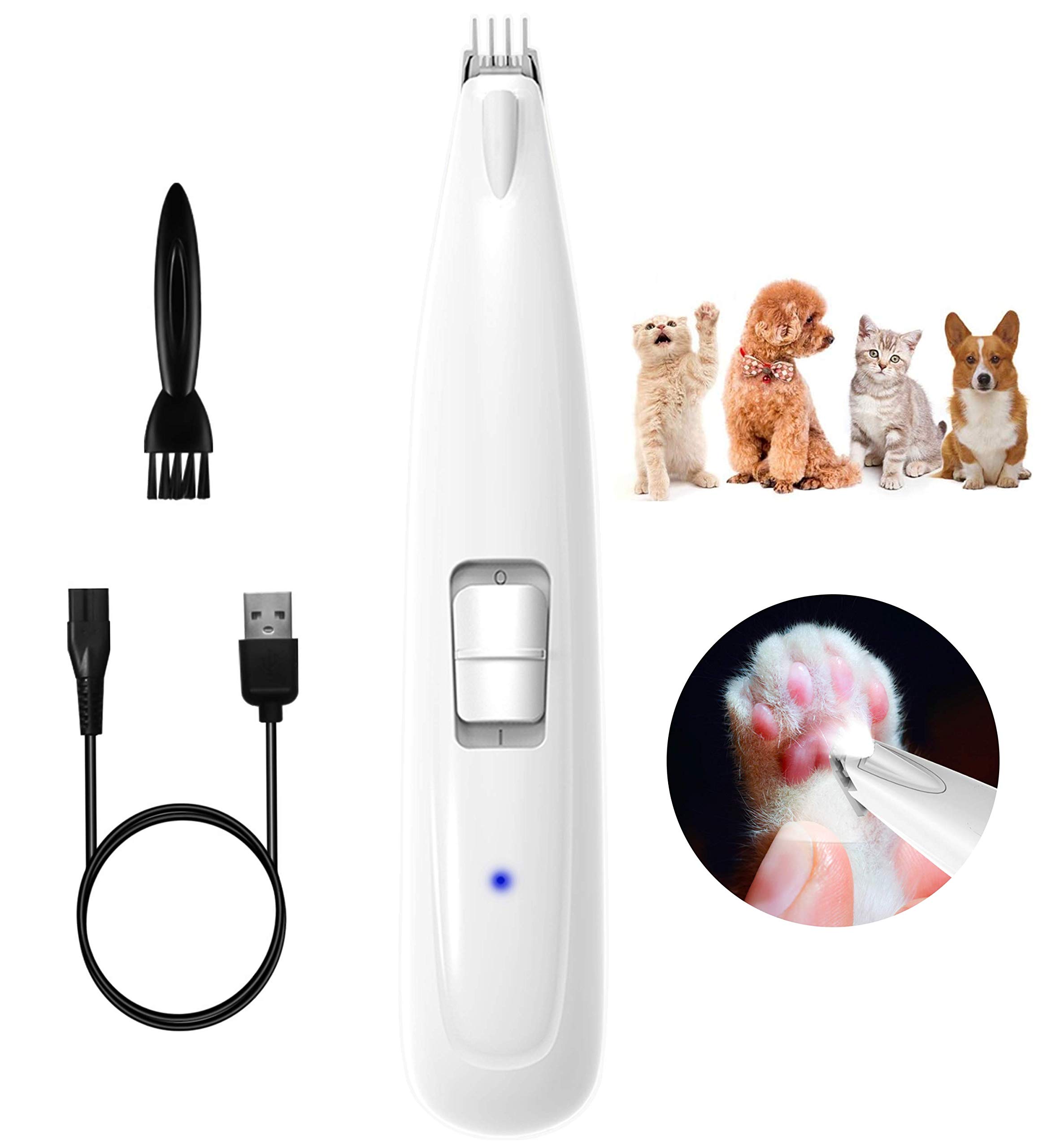 Electric Dog Paw Fur Trimmer Cordless Mini Ear Hair Clipper Small Cats Dogs Clippers Light up Puppy Grooming Clippers