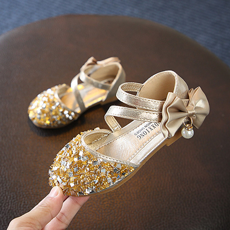Summer Sandals for Girls Baby Kids Soft Sole Crib BowtieGlitter Shoes Breathable Ankle Strap Slippers Sandals