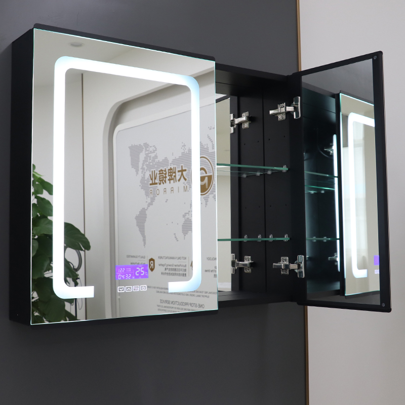 Modern blue tooth led lighted vanity makeup mirror cabinet for bathroom