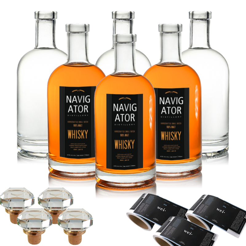 Hot Sale Empty Bottle Used For Liquor Vodka/Rum/Gin/Brandy/Whiskey/whisky/Wine/Water Glass Bottles