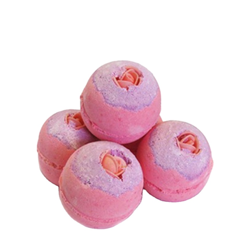 Custom OEM handmade natural organic bath bomb lavender adult aromatherapy dry flower on top bath bomb gift set