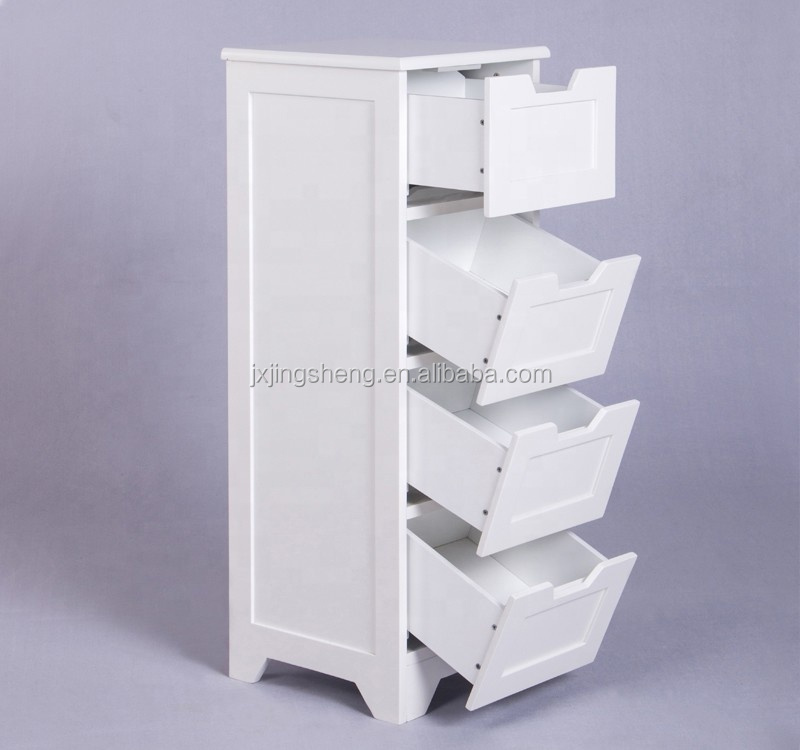 Eco-friendly Solid Wood White MDF Bathroom Cabinet with 4 Drawers for Bathroom Furniture