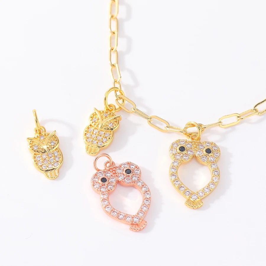 Amazon Hot Sale DIY Accessories Gold Plated Jewelry Gift Owl Necklaces Animal Pendant