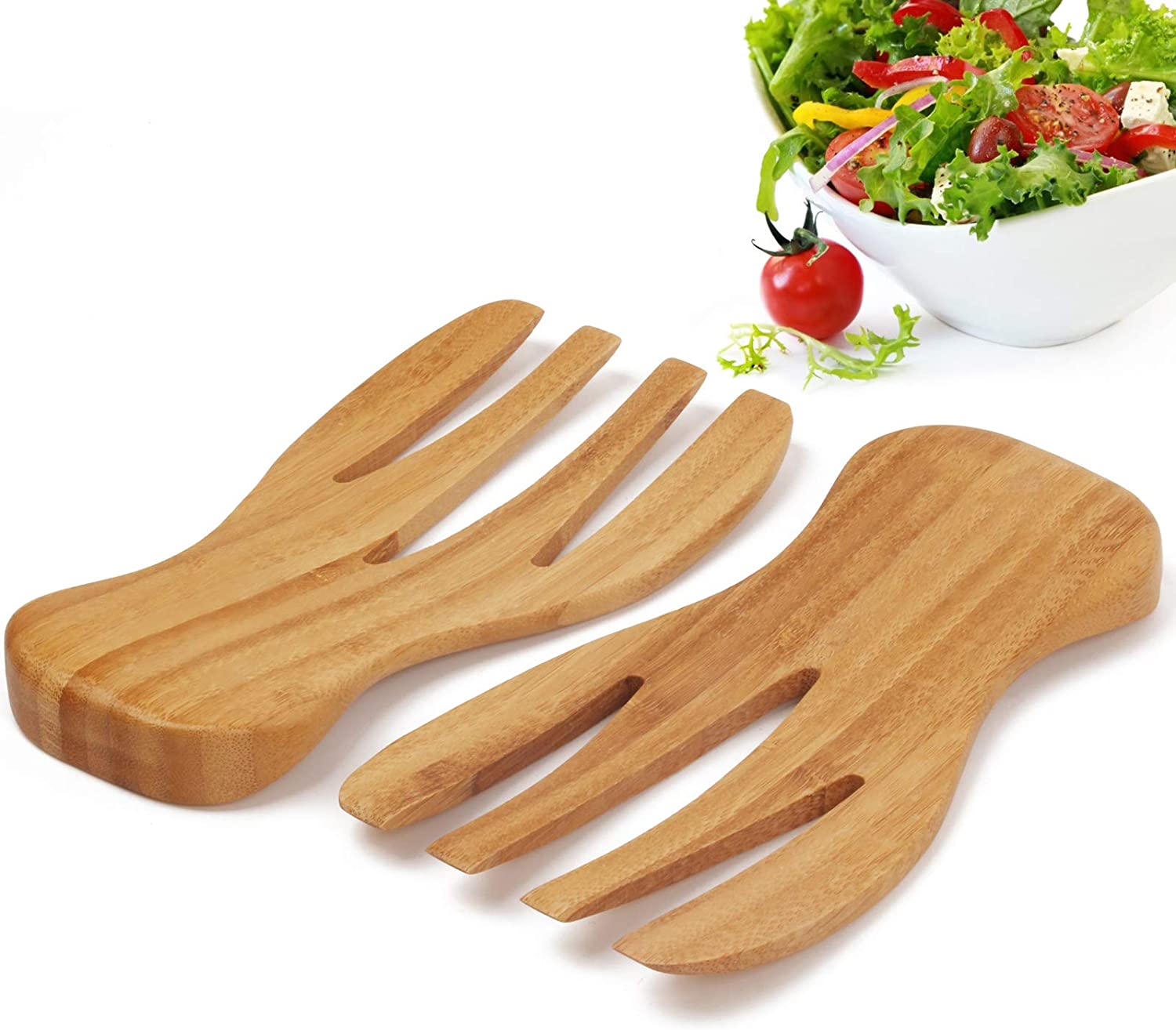 Salad Servers Bamboo Serving Tosser Server Claws Wooden Server Claws Stylish Design Best for Serving Salad, Pasta, Fruit