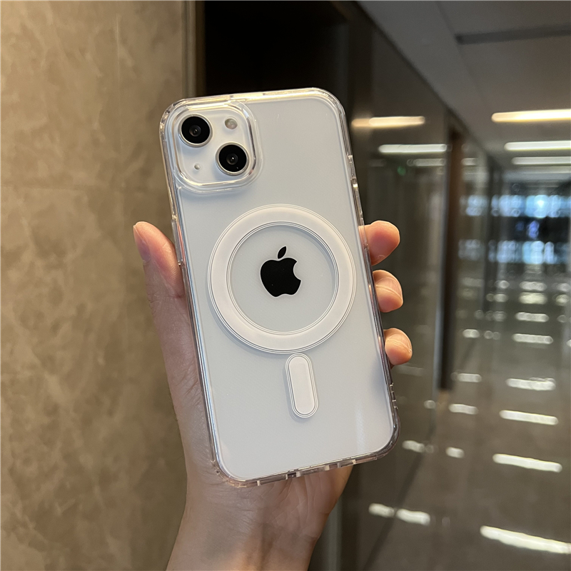 Магнитный Прозрачный ударопрочный чехол Magsafes для iPhone 14 Pro Max, Беспроводная зарядка, оригинальное качество