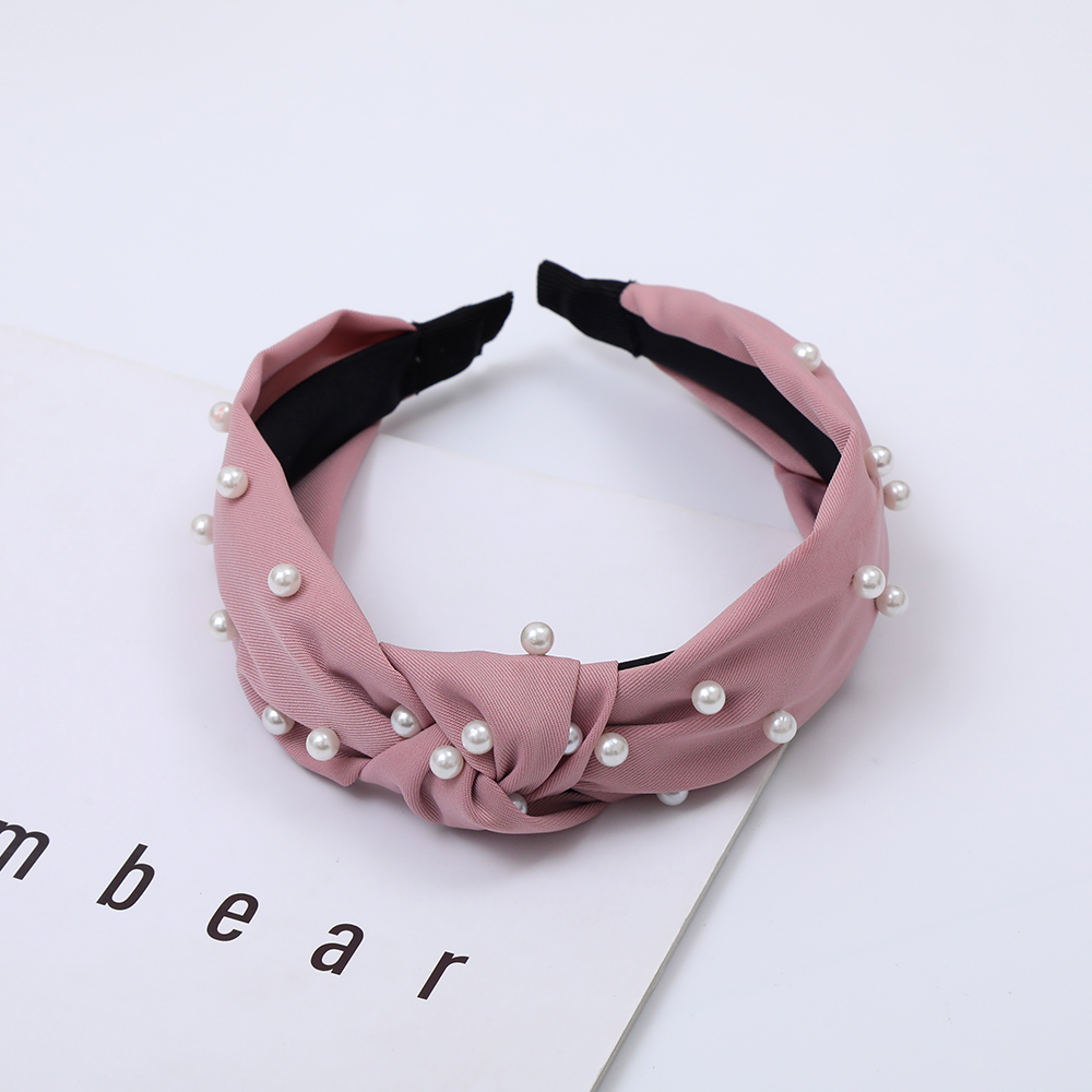 Fashionable Hair Accessories Bowknot Pearl Hair Hoop Turban Headwrap Broadbrimmed Headbands For Women