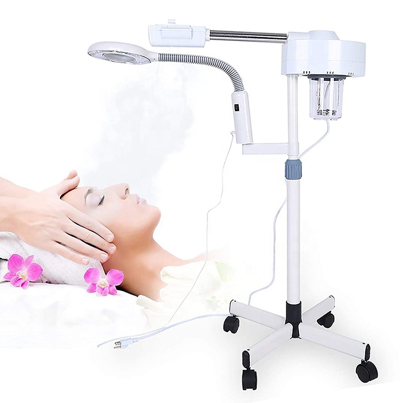 2 in 1 Ionic Facial Steamer with 5X Magnifying Lamp Humidifier Atomizer Spa Home Salon Professional Ozone Face Steamer