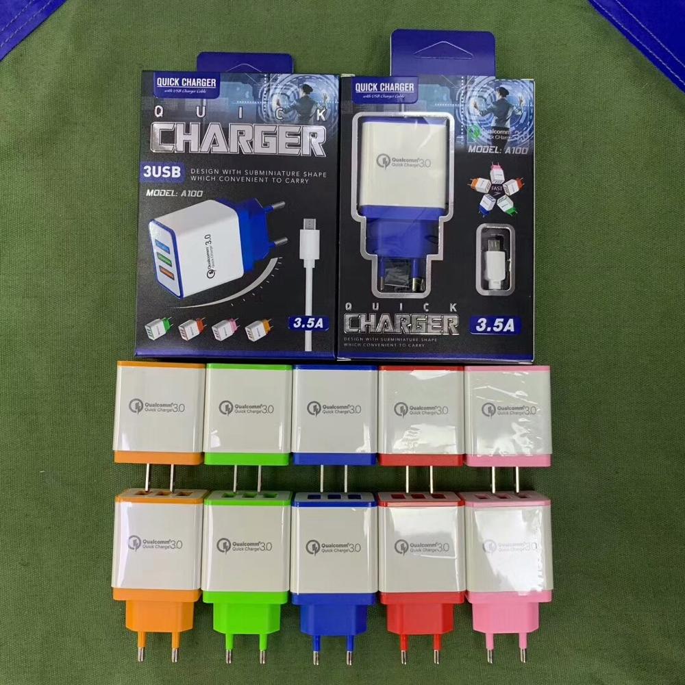 Зарядное устройство usb 3 в 1, 3 порта, быстрое зарядное устройство для телефона, настенное дорожное зарядное устройство QC 3,0 USB