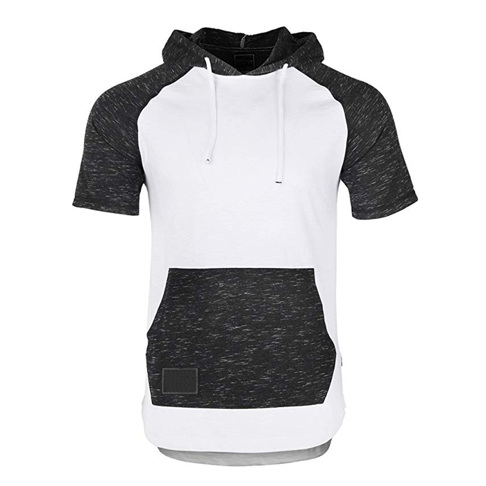 Summer Sports Mens Short Sleeve Hoodie Cotton Lightweight Jersey Raglan Sleeve Hoodie