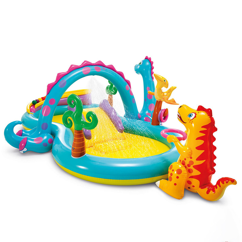Игровой центр Intex 57135 Dinoland, детская раковина, спринклер для воды, плавательный бассейн, Летнее Детское удовольствие
