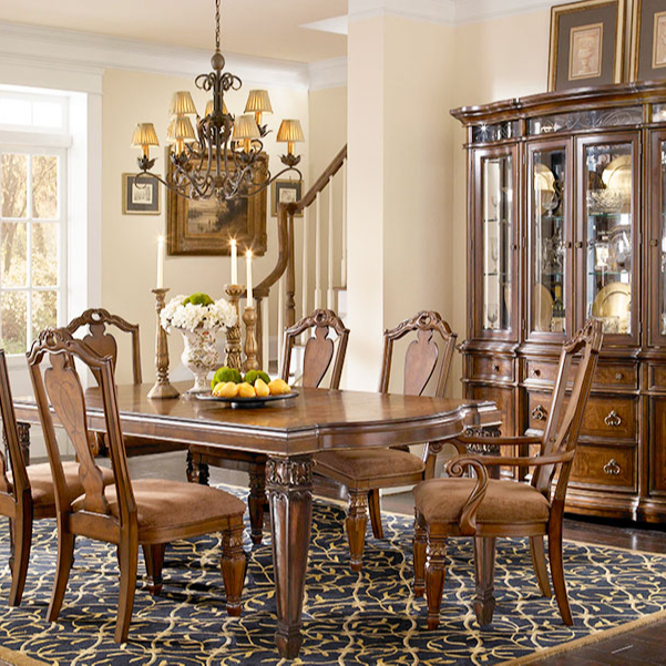 Hot Sales Home Long Dining Table Set Six High Back Dining Chair Wooden alacena Big Cupboard Custom Dining Room Table Sets