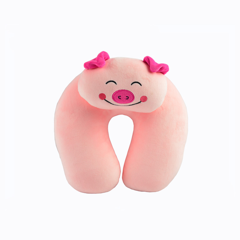 chinese animal style printed or embroidery travel custom Super soft plush microdead filled kids baby neck pillow for car home