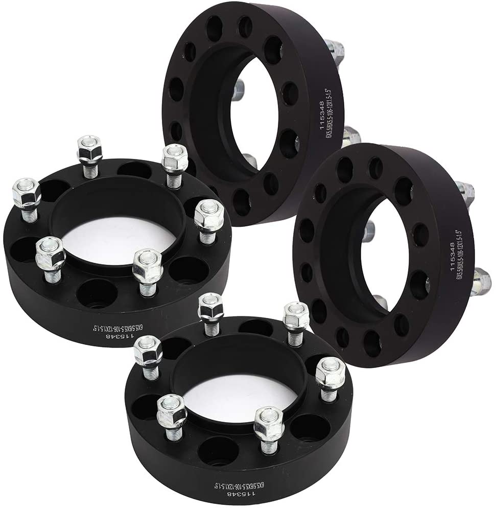 6x5.5 Hubcentric Wheel Spacers 6 lug 1.5" 6x139.7mm to 6x139.7mm 12x1.5 Studs