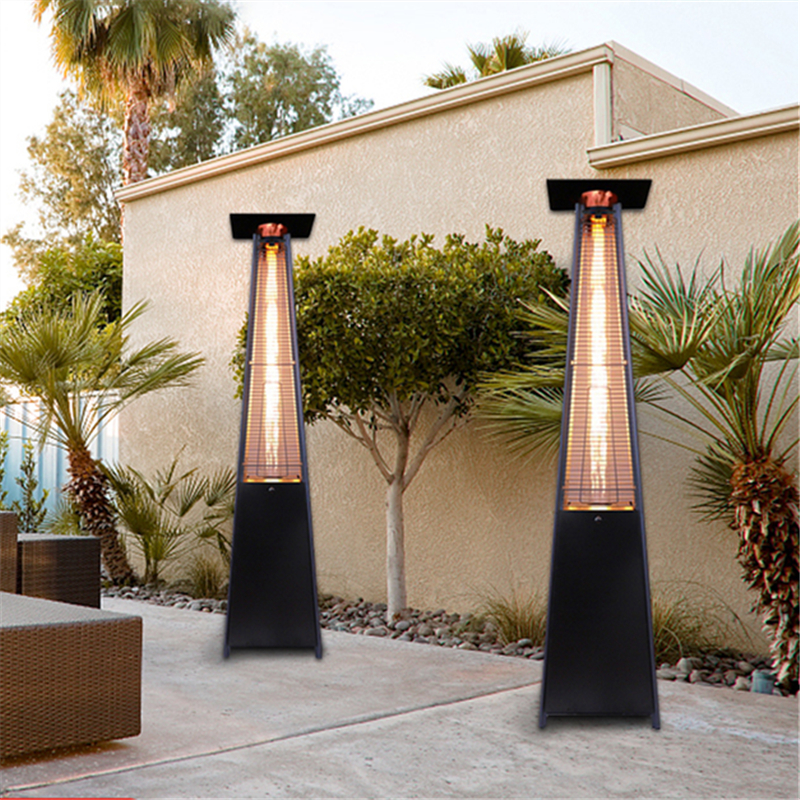 Tower flame quartz glass tube quadrilateral gas heater courtyard heater landscape heating lamp