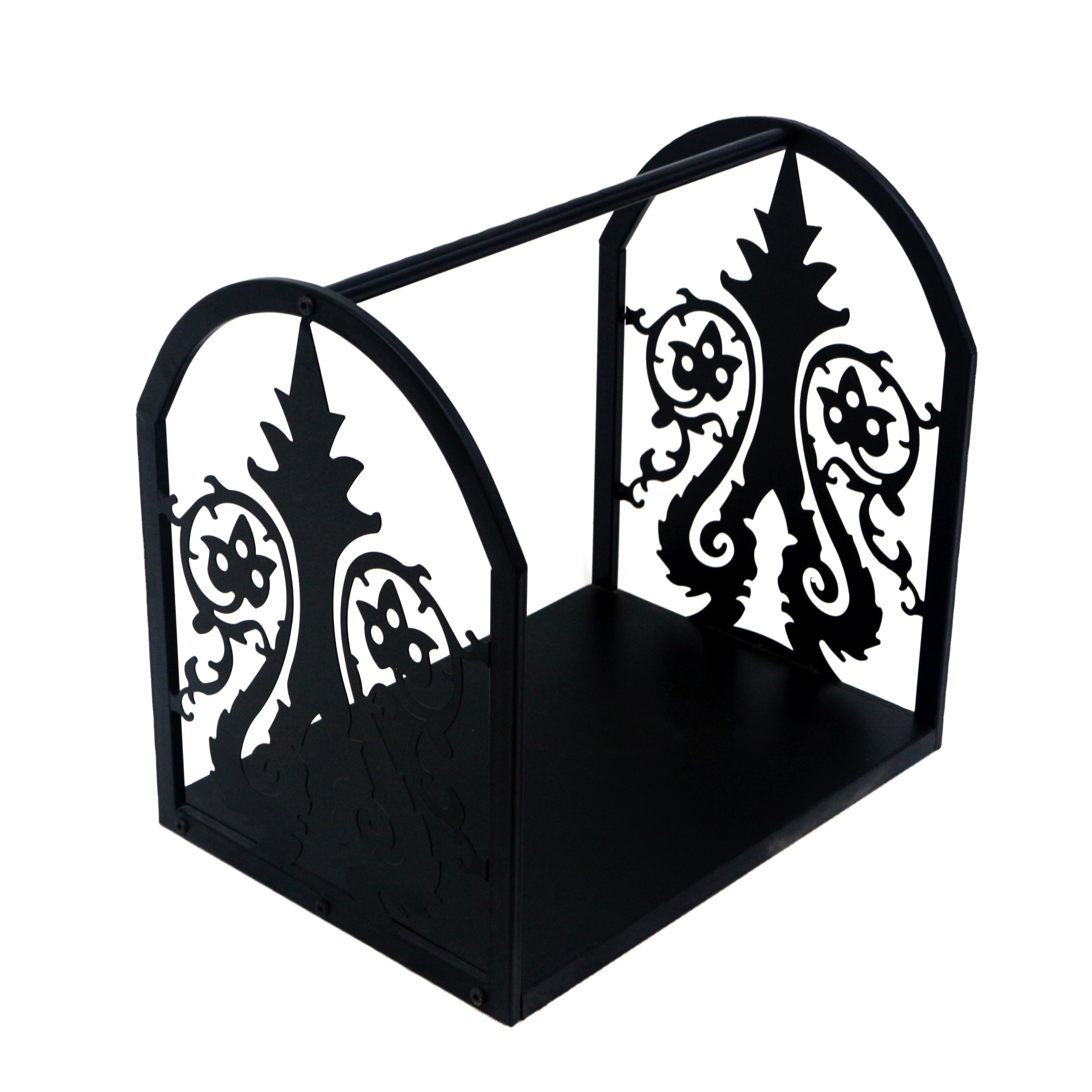 Decorative Indoor/Outdoor Steel Wood Storage Log Rack Wood Holder Circle Design Black Firewood Log Storage