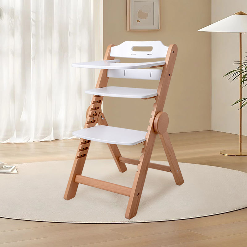 Wooden Baby High Chair Baby Feeding Chair adjustable footrest for baby's high chair