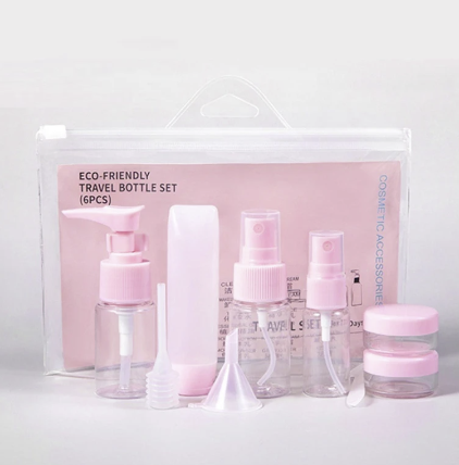 Portable Mini Travel Toiletry Containers Set Leak-Proof Plastic Spray Bottles for Lotion Shampoo Cosmetic Storage Kit