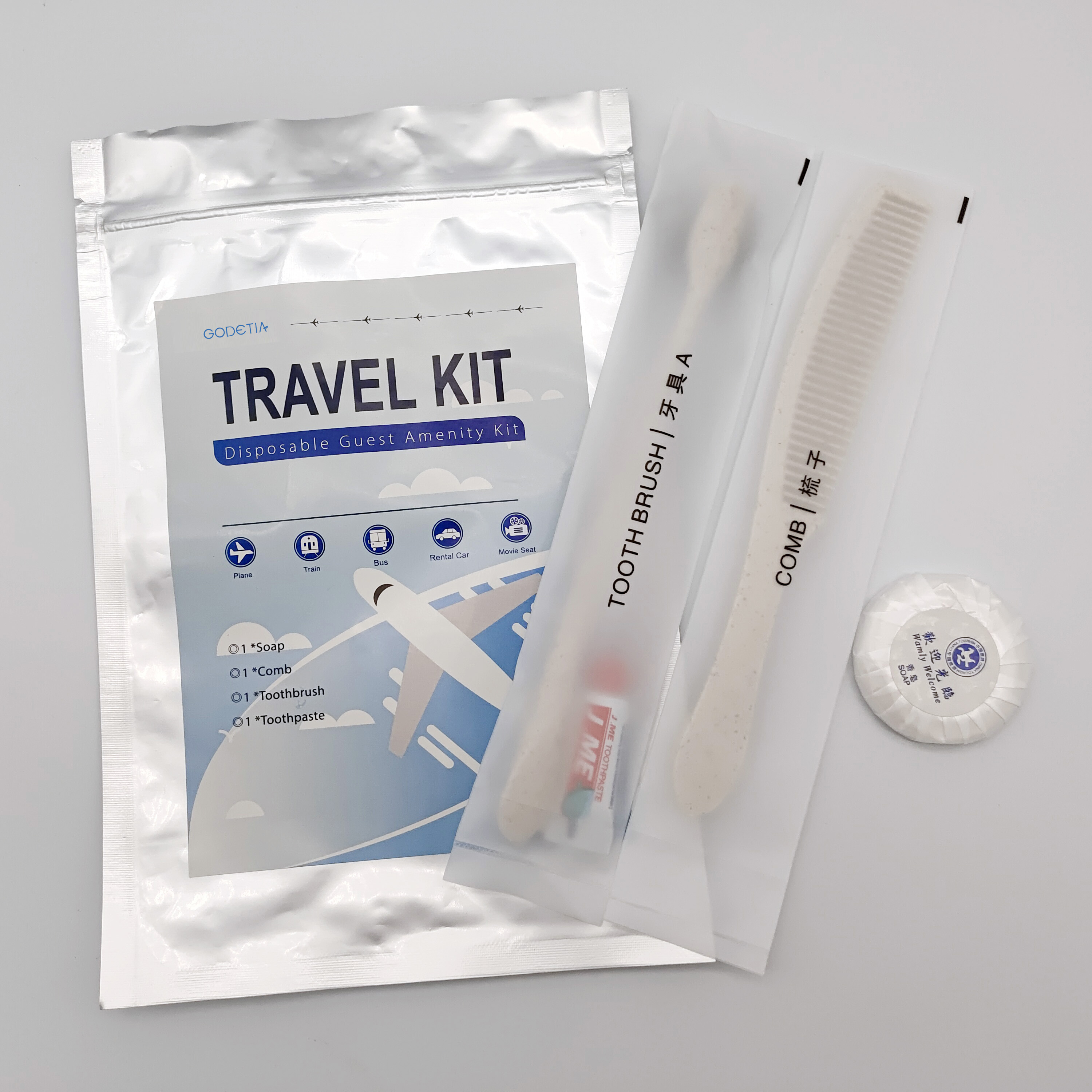 China manufacturing ppe kit disposable safety hotel sanitary kit hygiene travel kit