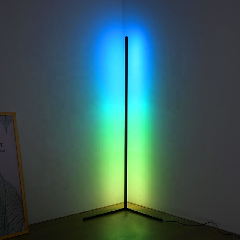 Современная комнатная напольная светодиодная угловая лампа RGB с дистанционным управлением и вертикальным изменением цвета