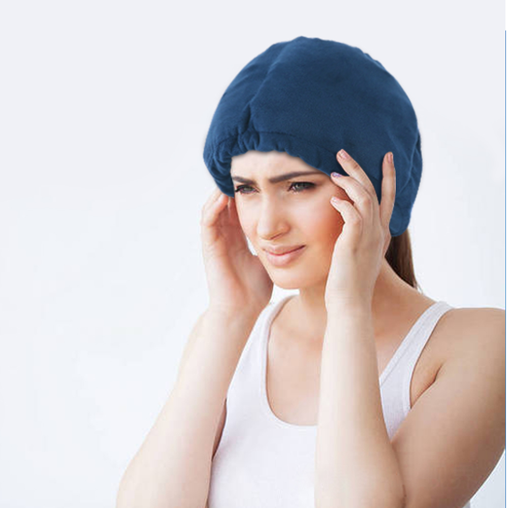Headache Hat Migraine Ice Cap Soft Wrap with 4 Removable Gel Packs